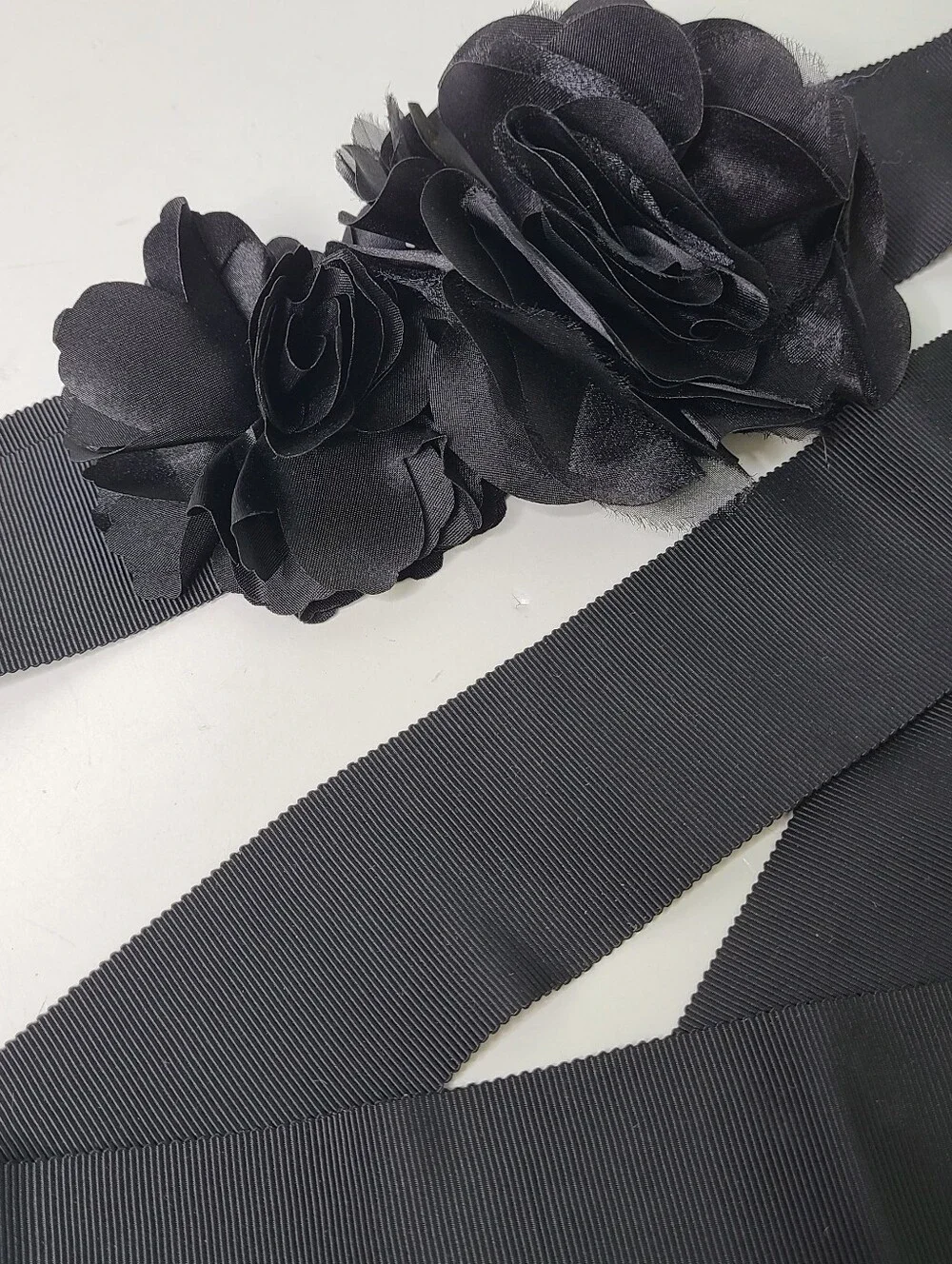 White House Black Market Floral Ribbon Wrap Belt